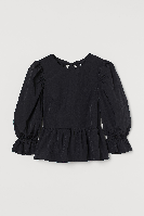 Blusa con peplo y manga puffy - H&M CL | Moda y calidad al mejor precio