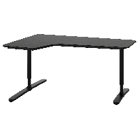 BEKANT escritorio esquinero izquierdo, chapa fresno con tinte negro/negro, 160x110 cm - IKEA Chile