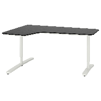 BEKANT escritorio esquinero izquierdo, chapa fresno con tinte negro/blanco, 160x110 cm - IKEA Chile