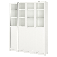 Imagen de BILLY / OXBERG combi estante+panel/puert vidrio, blanco, 160x202 cm - IKEA Chile
