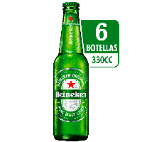 Pack 6 un. Cerveza Heineken Lager botella 330 cc